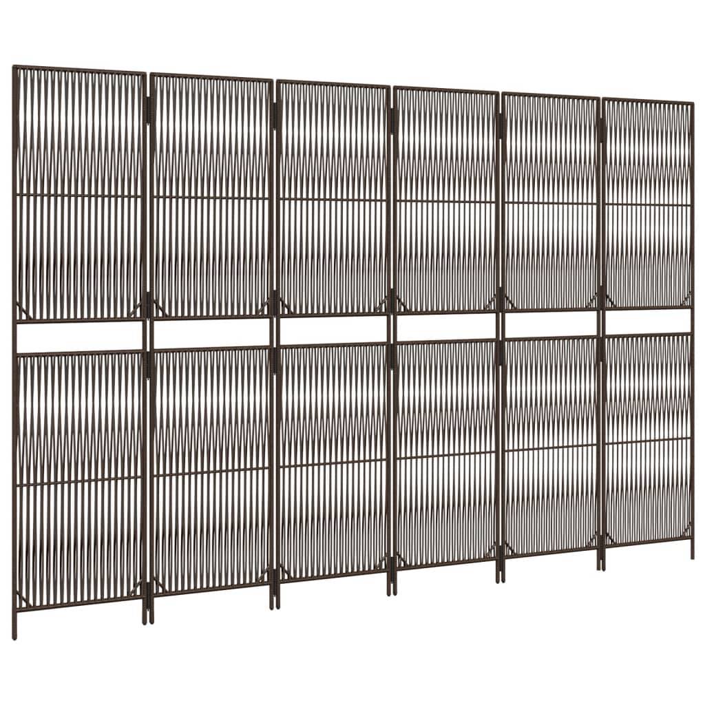 vidaXL Paravent 6-tlg. Braun Poly Rattan