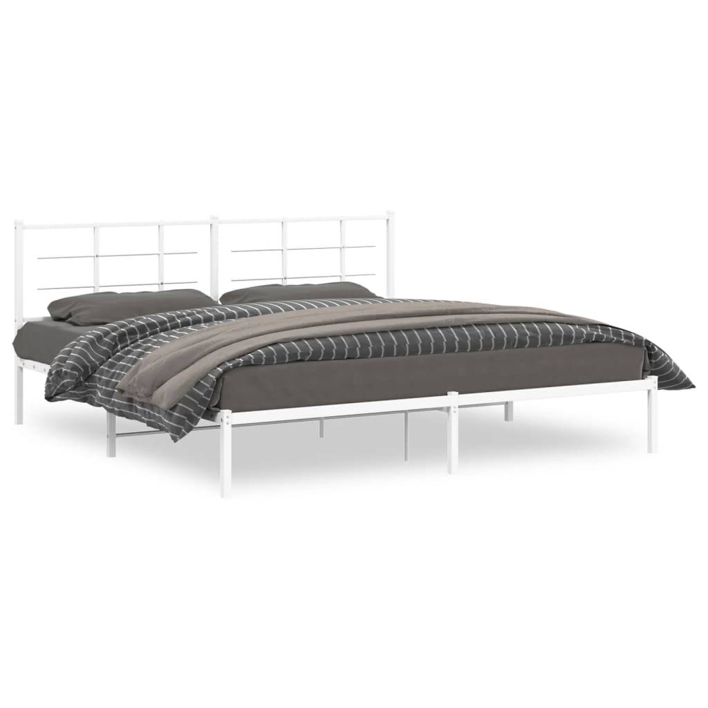 vidaXL Bettgestell mit Kopfteil Metall Weiß 193x203 cm