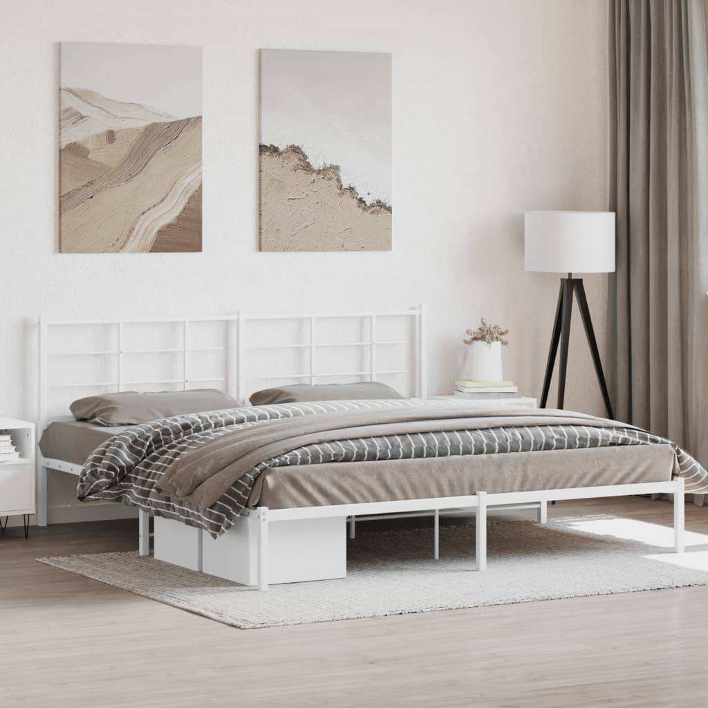 vidaXL Bettgestell mit Kopfteil Metall Weiß 193x203 cm
