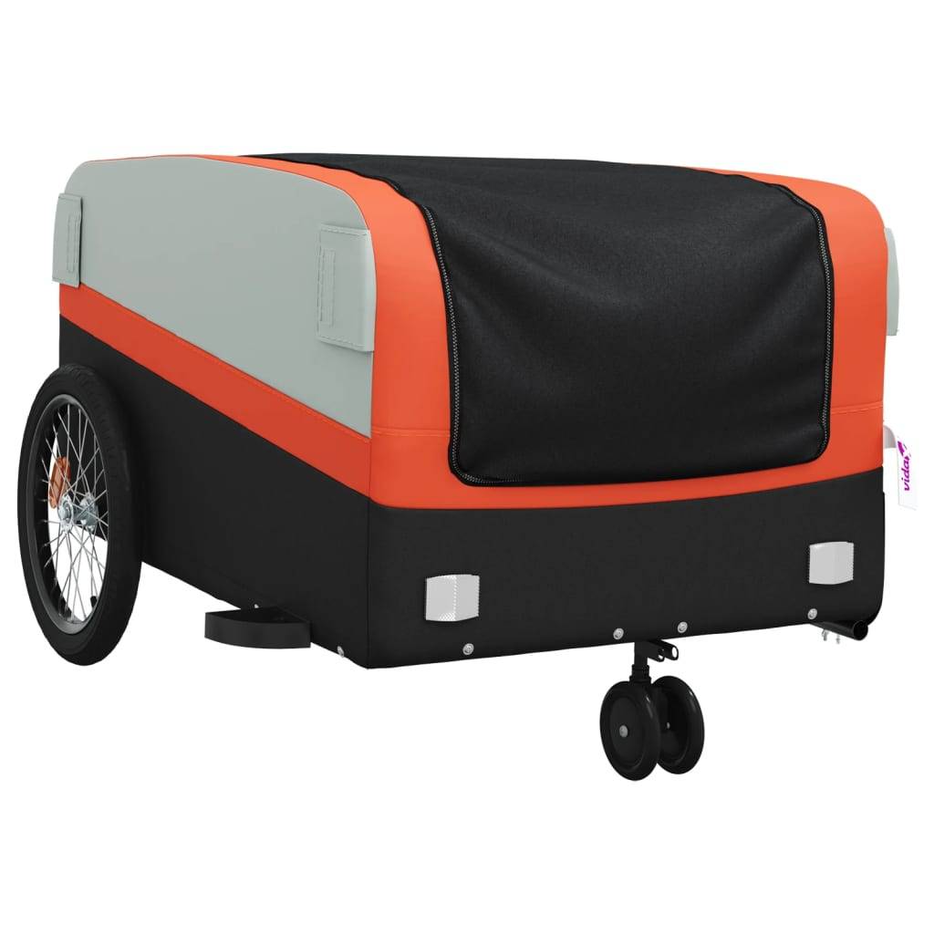 vidaXL Fahrradanhänger Schwarz und Orange 45 kg Eisen
