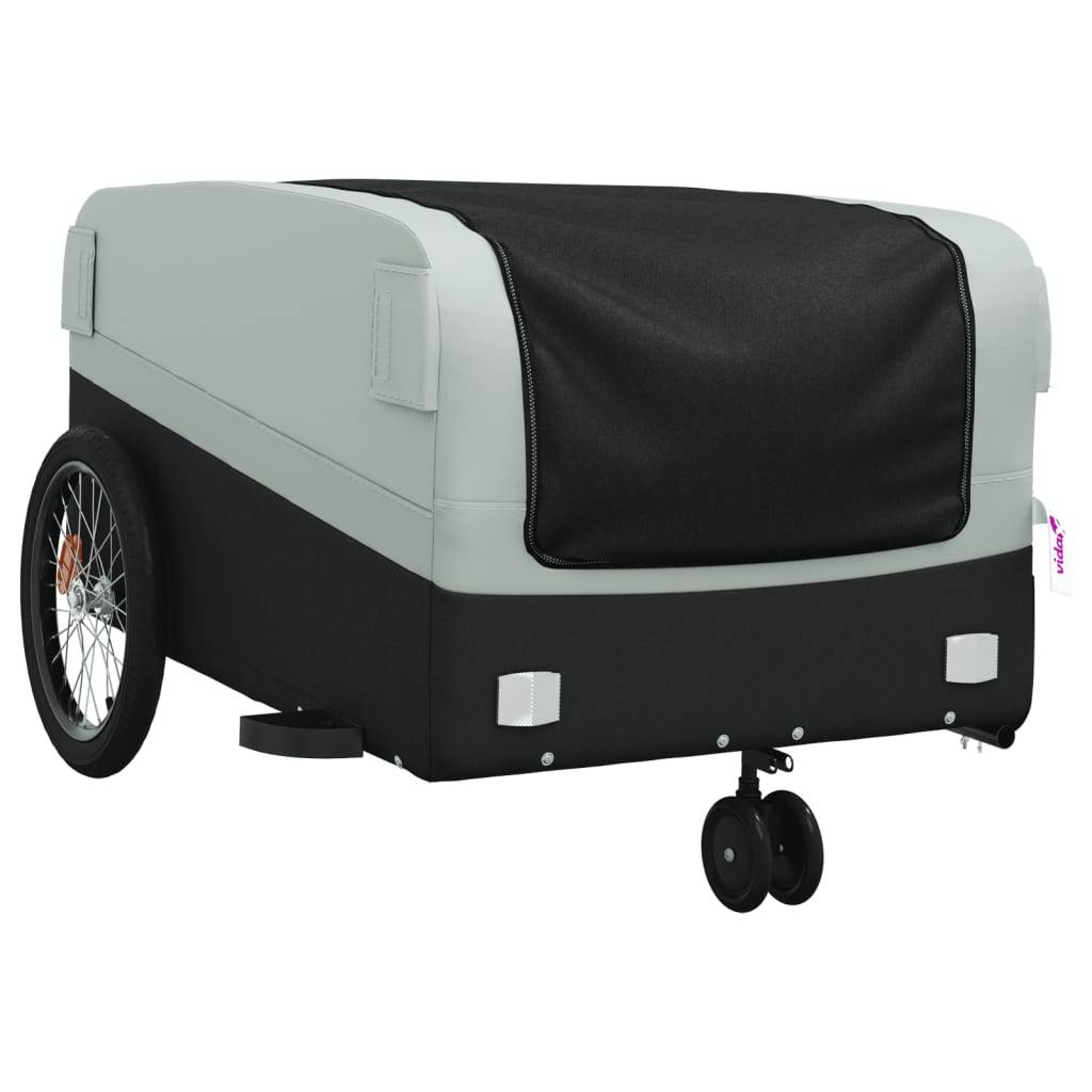 vidaXL Fahrradanhänger Schwarz und Grau 45 kg Eisen
