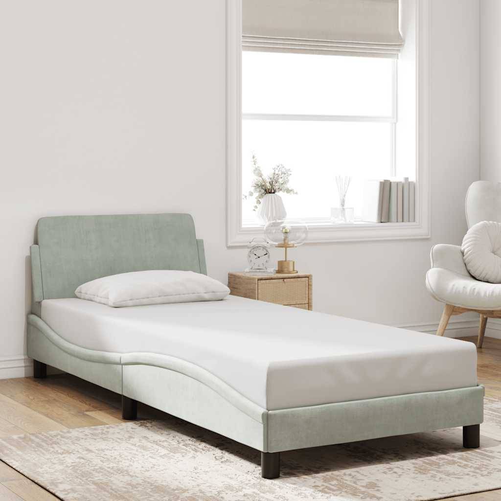 vidaXL Bettgestell ohne Matratze Hellgrau 90x190 cm Samt