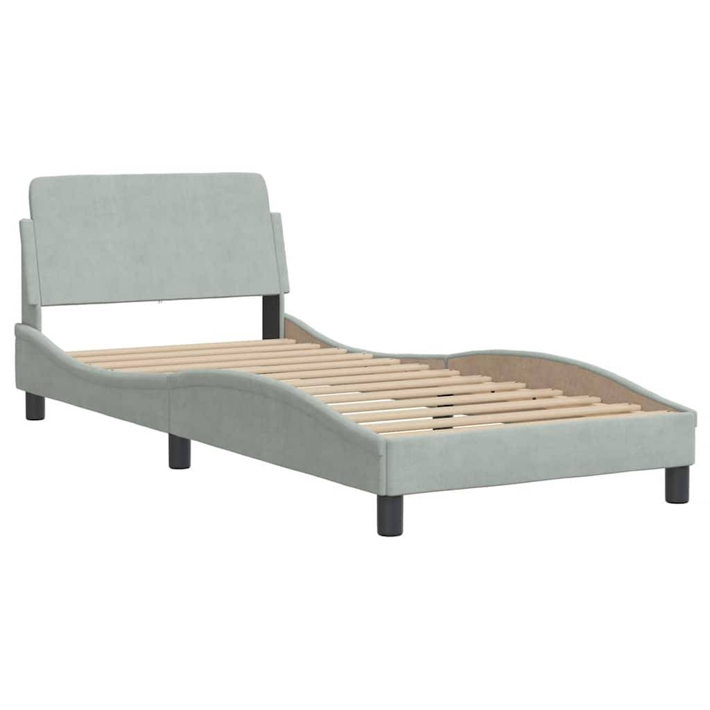 vidaXL Bettgestell ohne Matratze Hellgrau 90x190 cm Samt