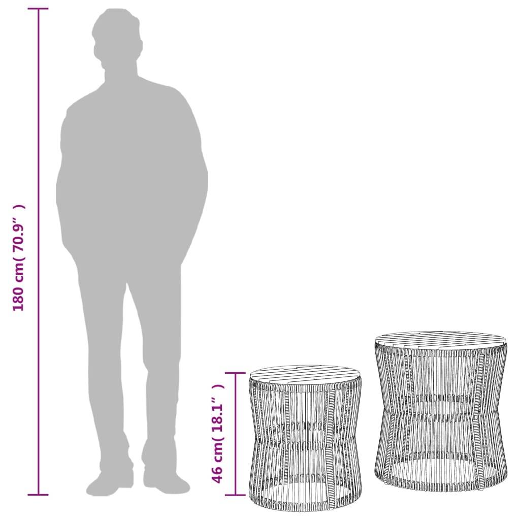 vidaXL Garten-Beistelltische 2 Stk. mit Holzplatte Beige Poly Rattan