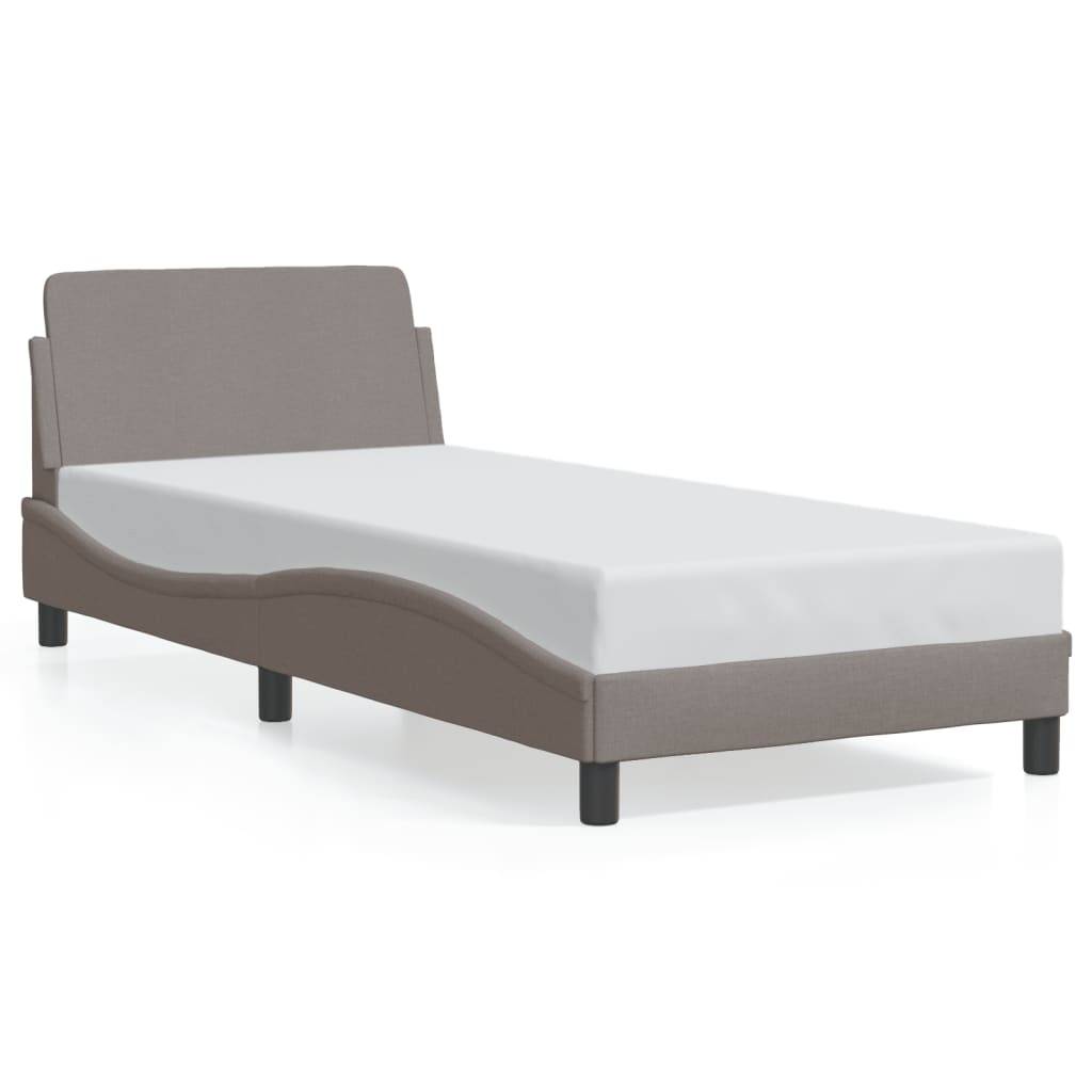 vidaXL Bettgestell mit Kopfteil ohne Matratze Taupe 90x200 cm Stoff