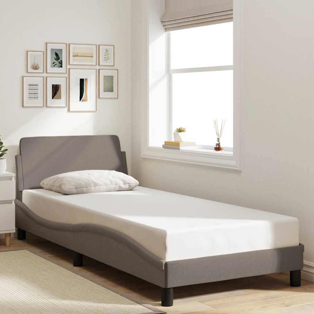 vidaXL Bettgestell mit Kopfteil ohne Matratze Taupe 90x200 cm Stoff