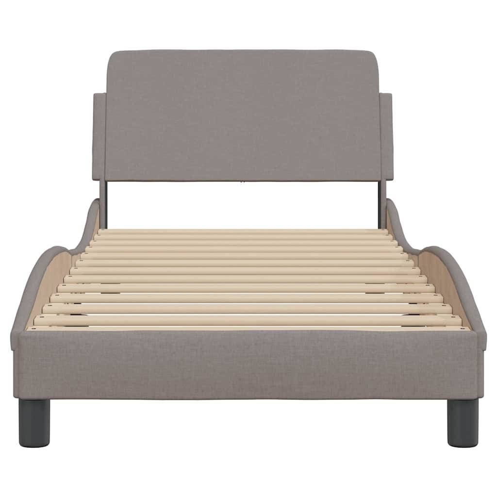 vidaXL Bettgestell mit Kopfteil ohne Matratze Taupe 90x200 cm Stoff