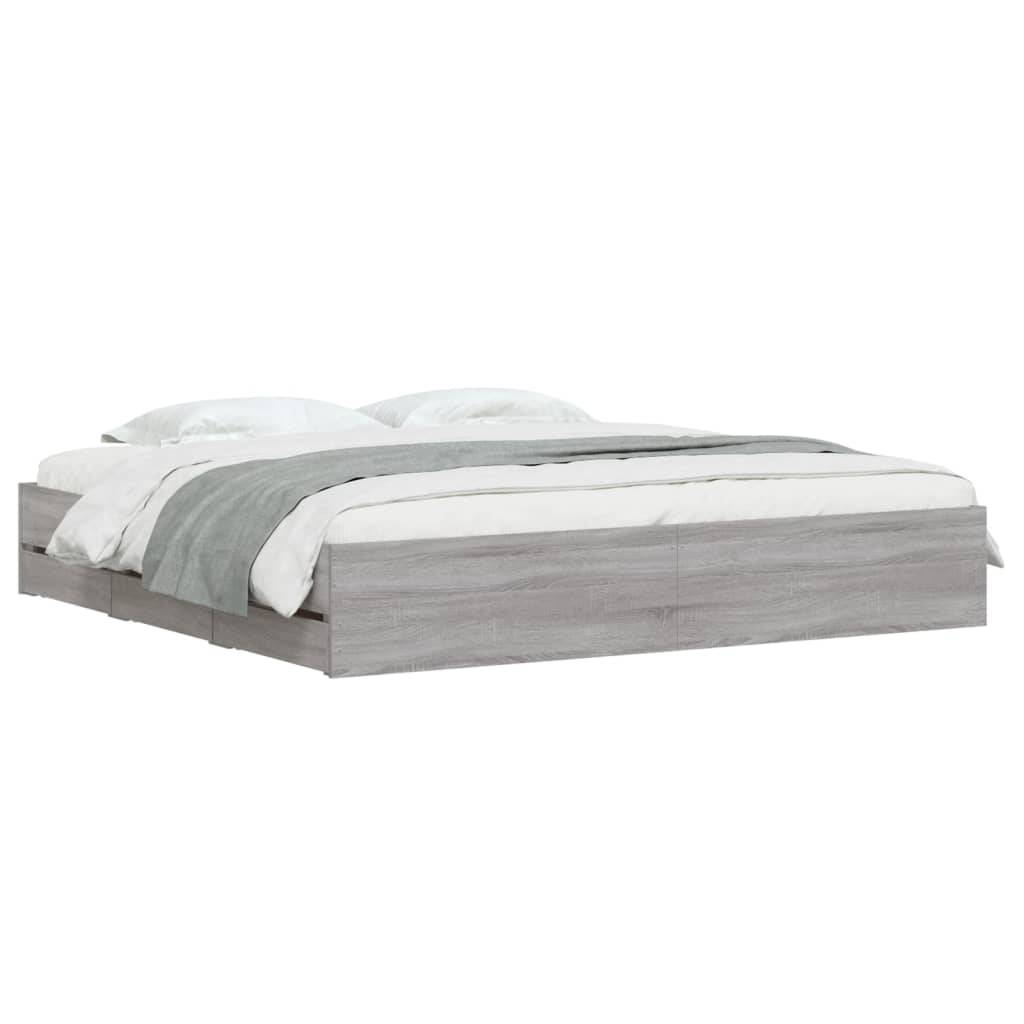 vidaXL Bettgestell mit Schubladen Grau Sonoma 160x200 cm Holzwerkstoff