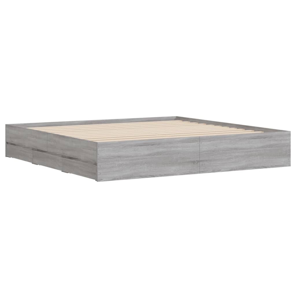 vidaXL Bettgestell mit Schubladen Grau Sonoma 160x200 cm Holzwerkstoff
