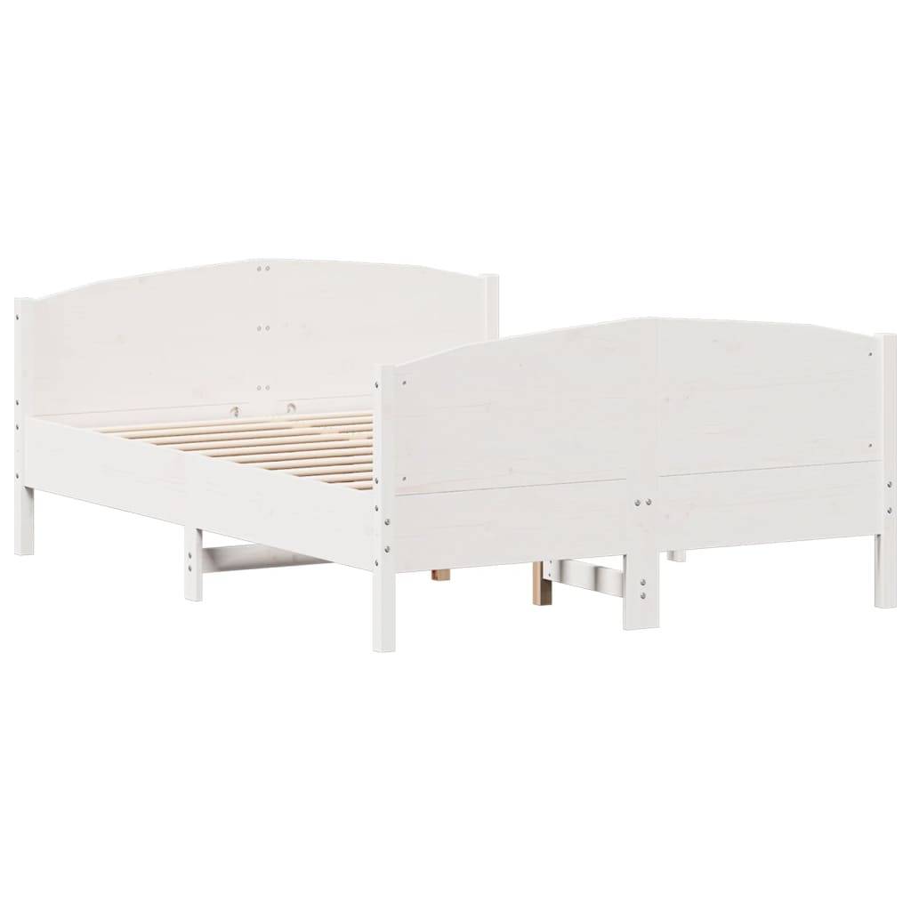 vidaXL Massivholzbett ohne Matratze Weiß 135x190 cm Kiefernholz