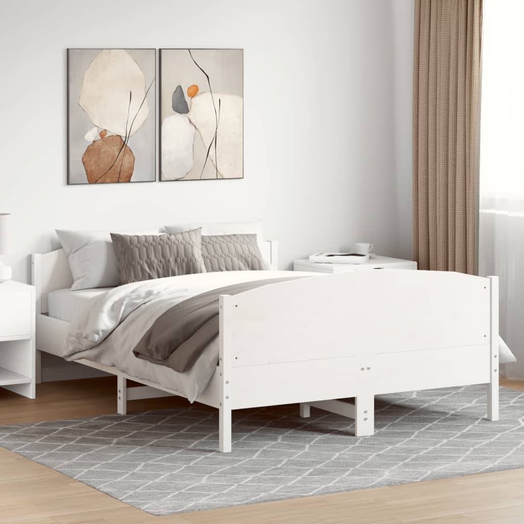 vidaXL Massivholzbett ohne Matratze Weiß 135x190 cm Kiefernholz