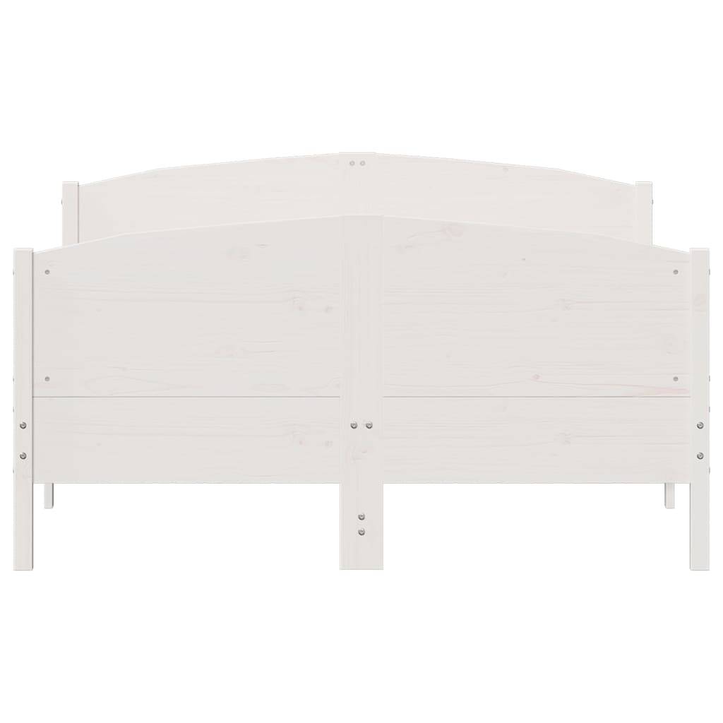 vidaXL Massivholzbett ohne Matratze Weiß 135x190 cm Kiefernholz
