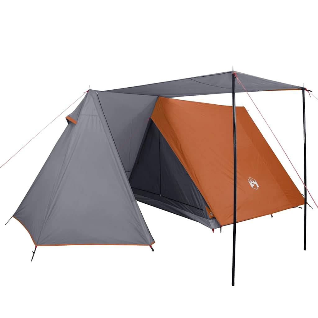 vidaXL Campingzelt 3 Personen Grau und Orange Wasserfest