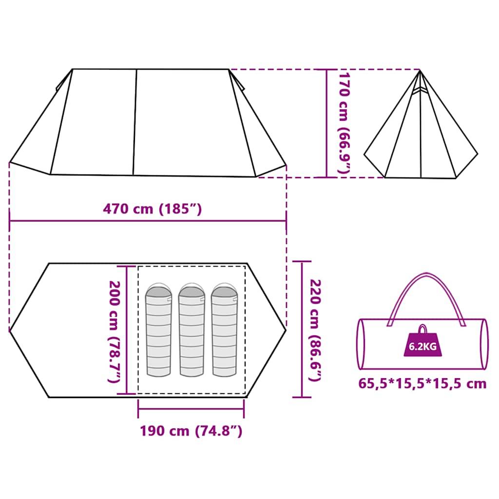 vidaXL Campingzelt 3 Personen Grau und Orange Wasserfest