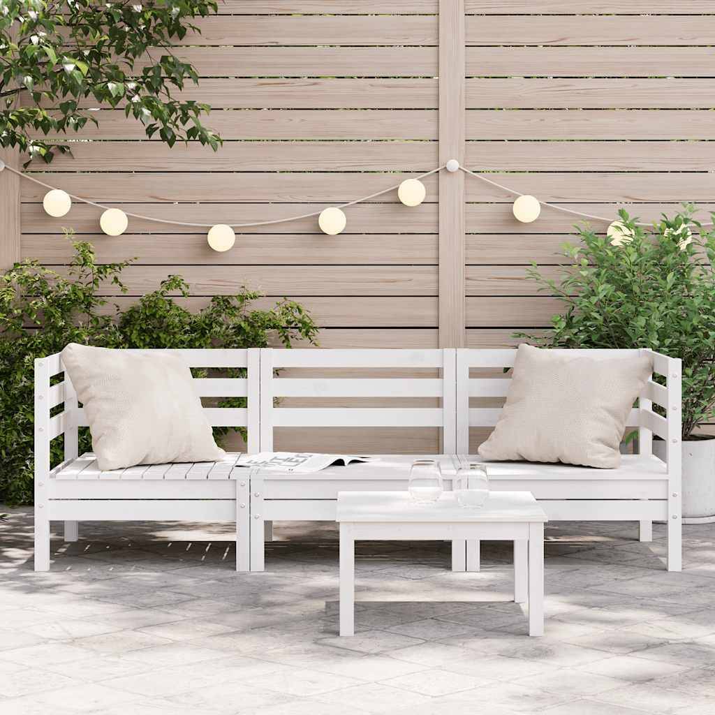 vidaXL Gartensofa 3-Sitzer Weiß Massivholz Kiefer