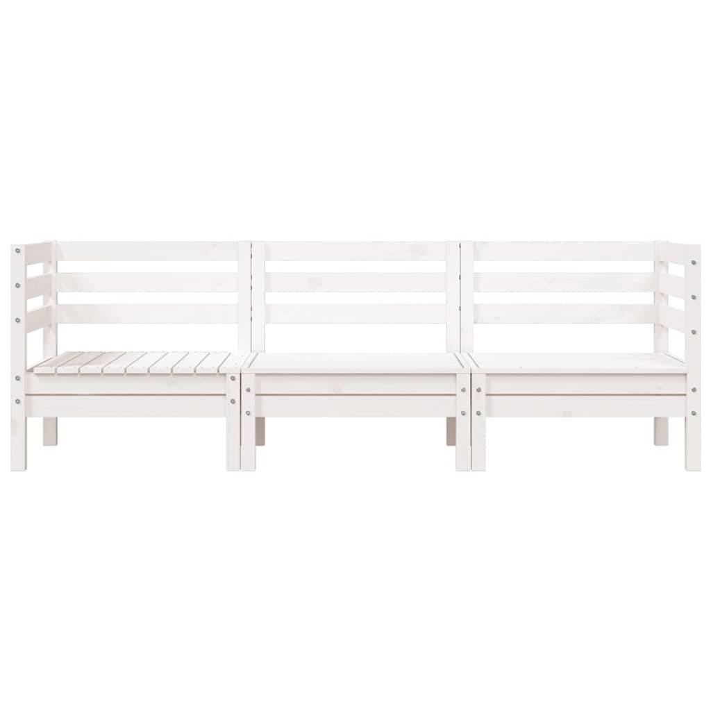 vidaXL Gartensofa 3-Sitzer Weiß Massivholz Kiefer
