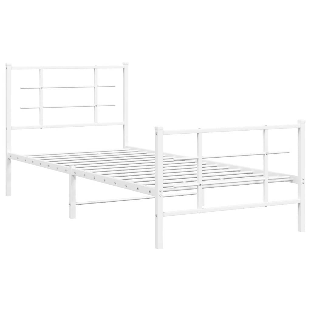 vidaXL Bettgestell mit Kopf- und Fußteil Metall Weiß 90x190 cm