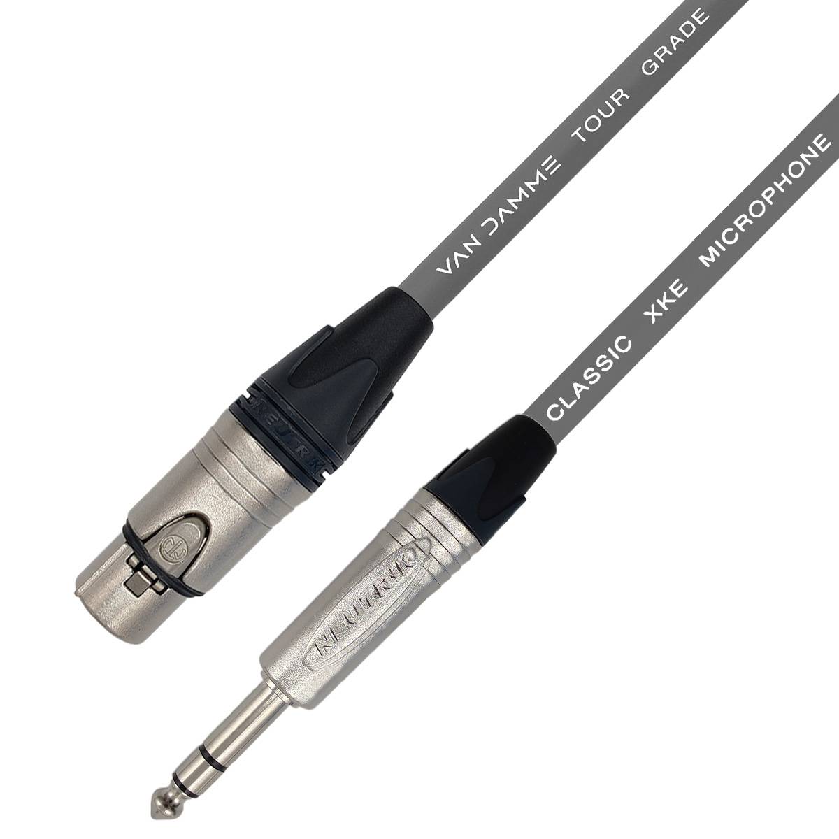 Van Damme XKE Microphone Mikrofon-/ Patchkabel (Neutrik XLR-f / TRS) 3m Grau