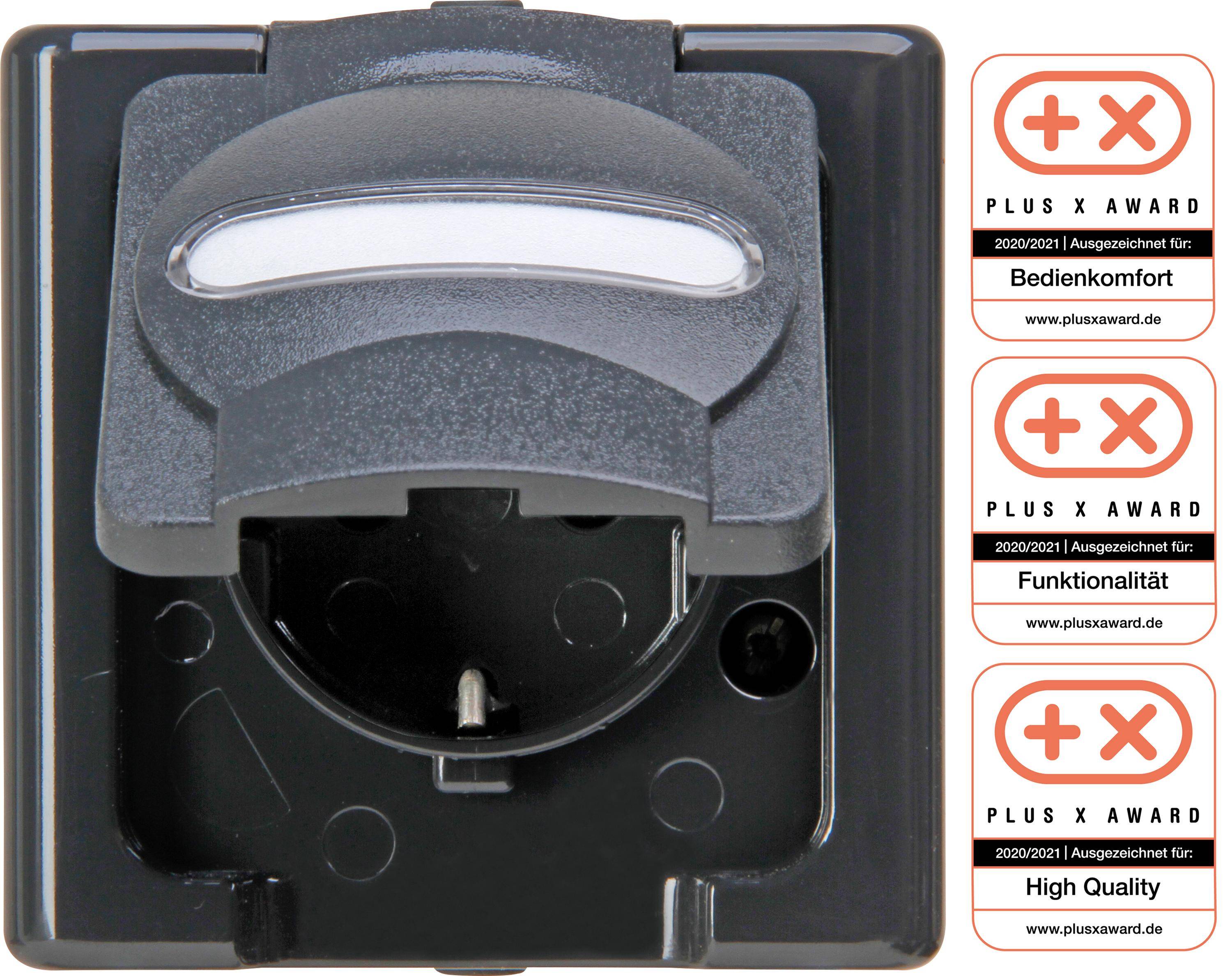 Heinrich Kopp Schutzkontakt-Steckdose AP-FR Steckdose1f. BlueElectric anthrazi