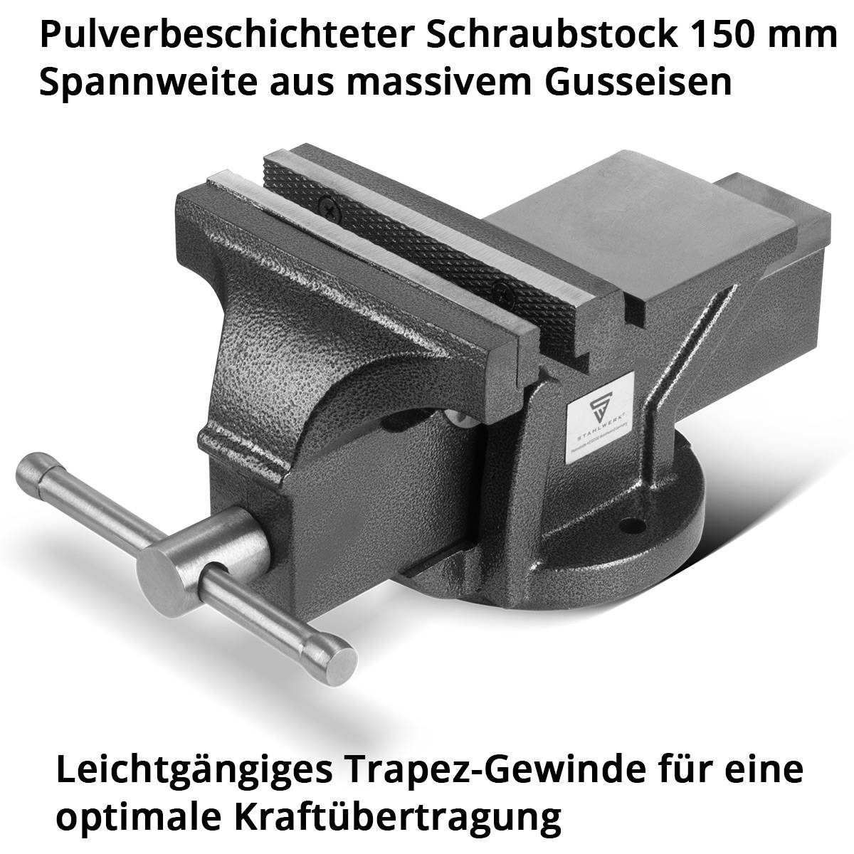 STAHLWERK Schraubstock BV-150 ST aus Gusseisen mit 150 mm Spannweite