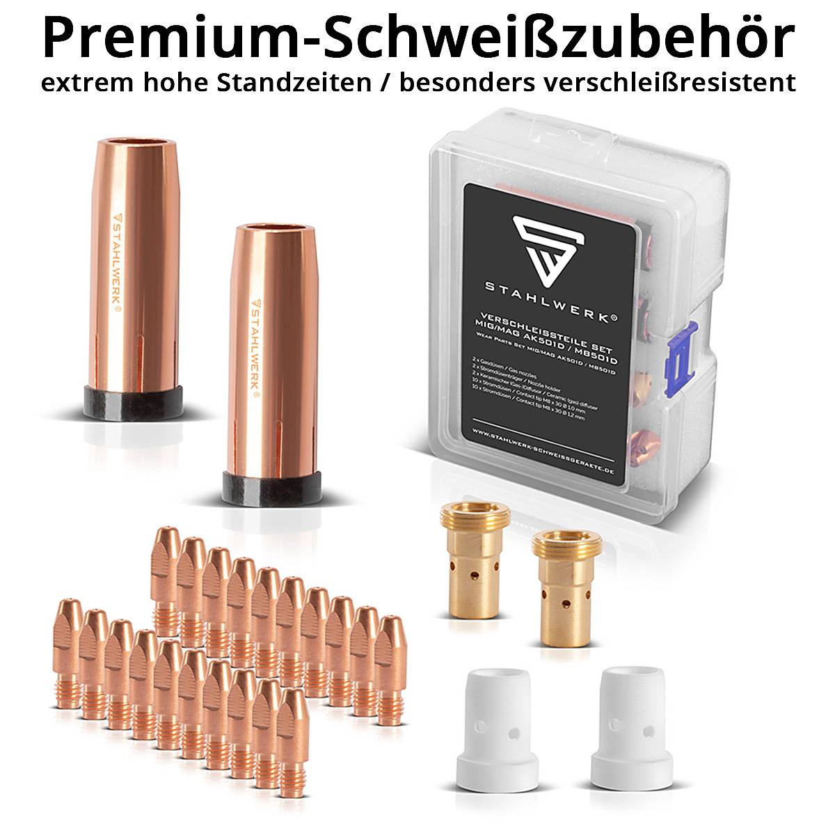 STAHLWERK MIG MAG Verschleißteile Set 26tlg AK501D MB501D Schweißbrennerzubehör