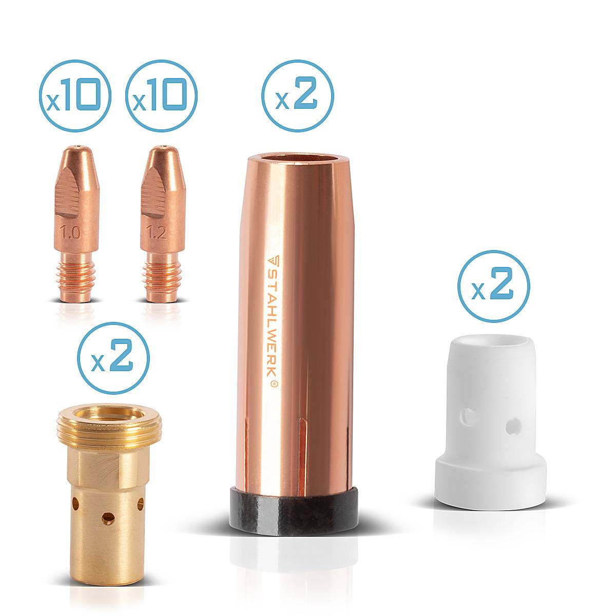 STAHLWERK MIG MAG Verschleißteile Set 26tlg AK501D MB501D Schweißbrennerzubehör