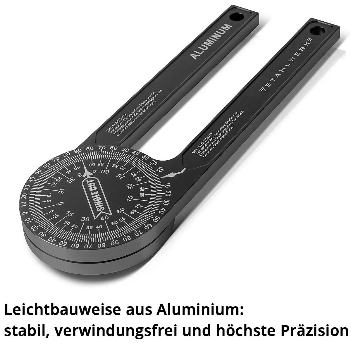 STAHLWERK Winkelmesser 360° Grad Aluminium Gehrungswinkelmesser