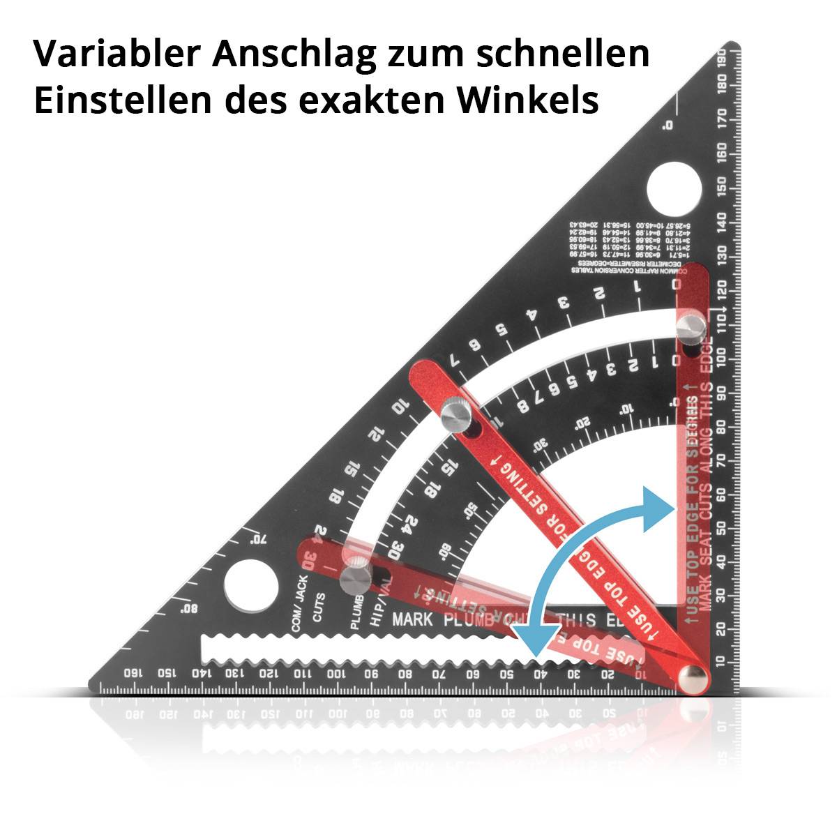 STAHLWERK Winkeldreieck mit Anschlag metrischer Aluminium-Winkelmesser