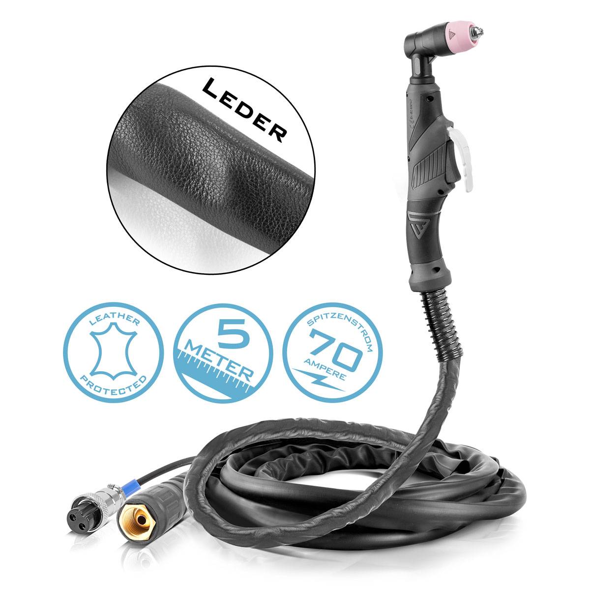 STAHLWERK Plasmaschneidbrenner AG-60 SG-55 ledergeschütztes 5 m Schlauchpaket