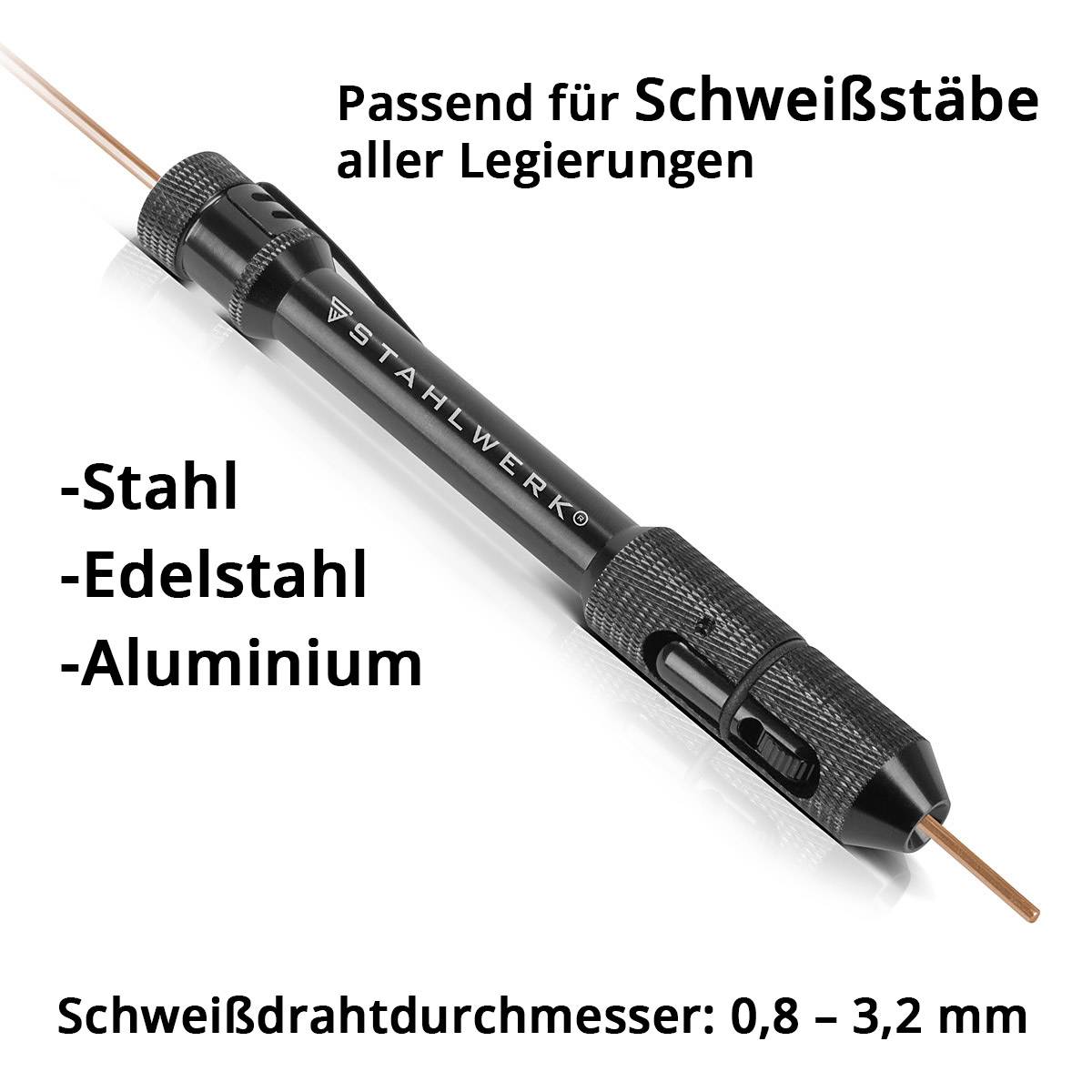STAHLWERK TIG Pen Drahtvorschubstift WIG Stift Schweißstabhalter 0,8 - 3,2 mm