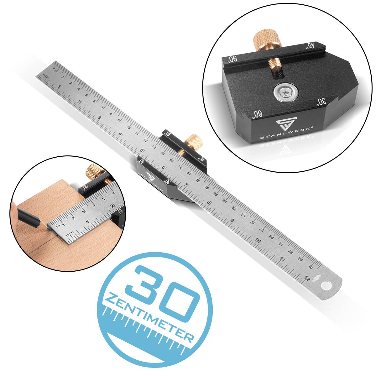 STAHLWERK Winkel-Anschlaglineal | Markierungslehre | Anreißlehre