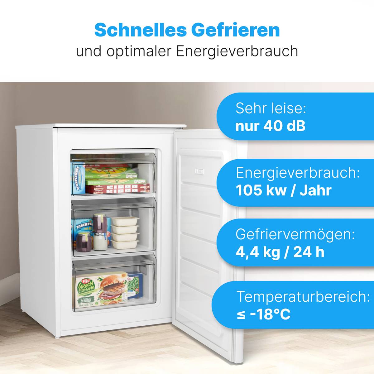 Bomann Stand-Gefrierschrank GS 7253 weiß 55cm C 87L