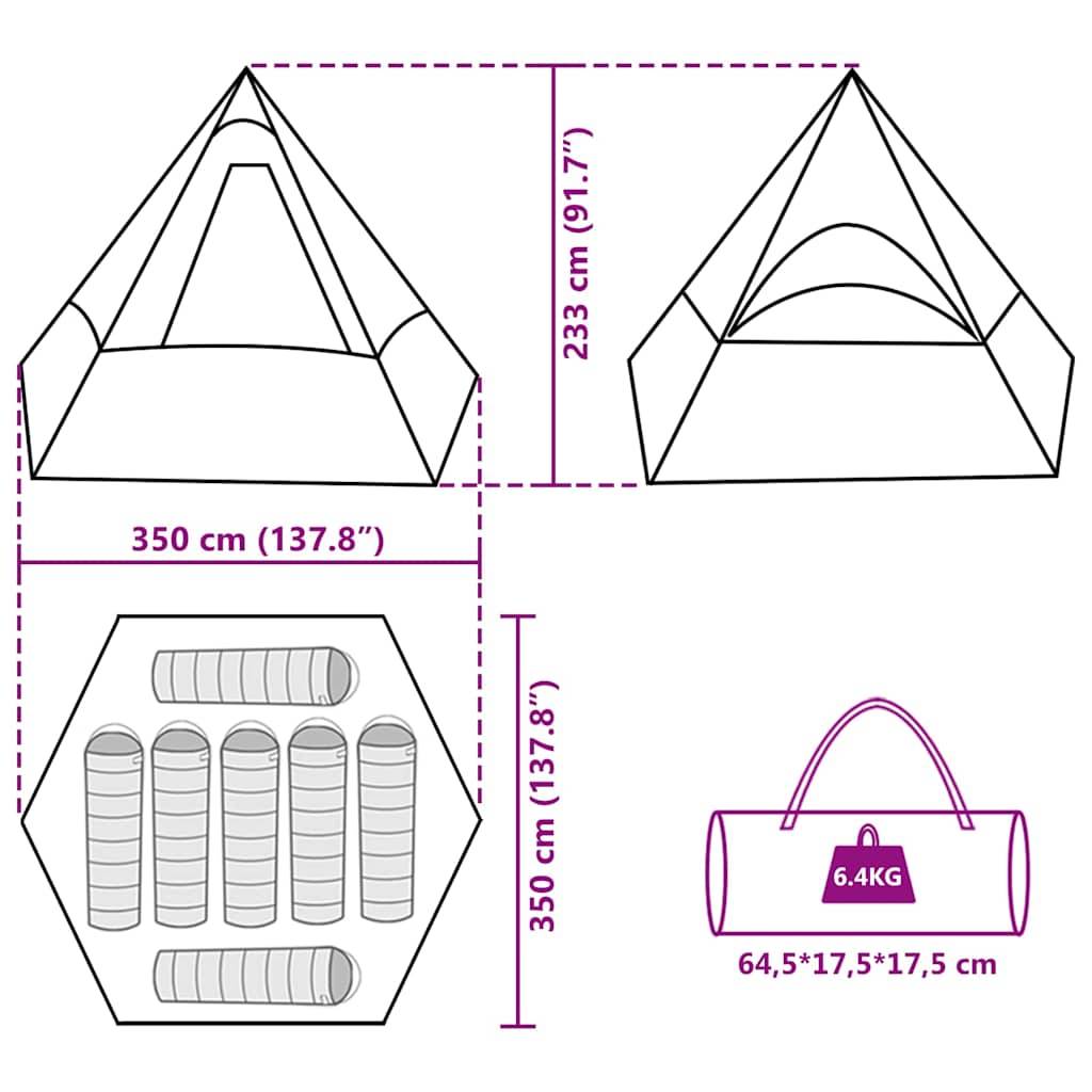 vidaXL Tipi-Campingzelt 7 Personen Grün Wasserdicht