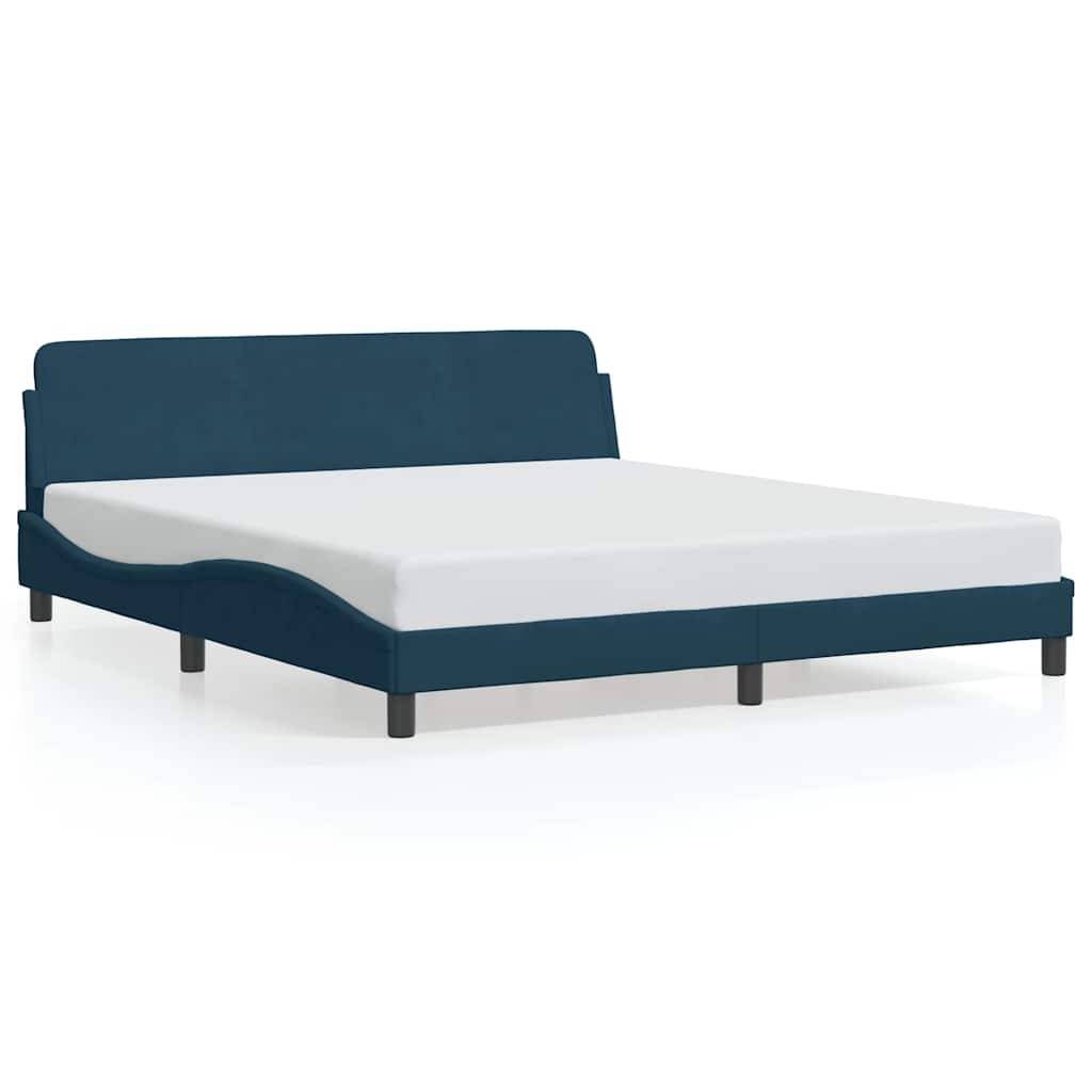 vidaXL Bettgestell mit Kopfteil Blau 180x200 cm Samt