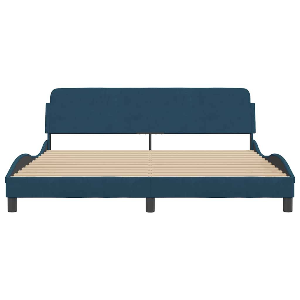 vidaXL Bettgestell mit Kopfteil Blau 180x200 cm Samt