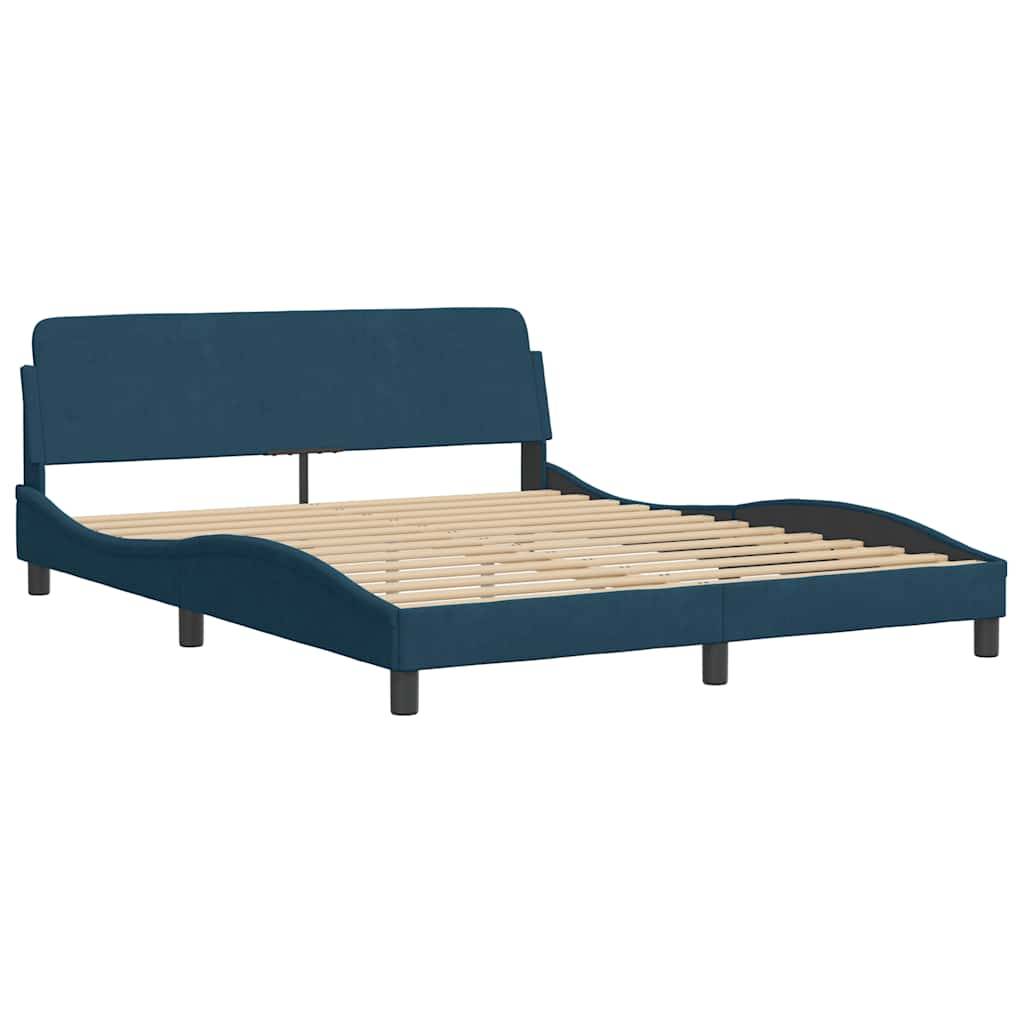 vidaXL Bettgestell mit Kopfteil Blau 160x200 cm Samt