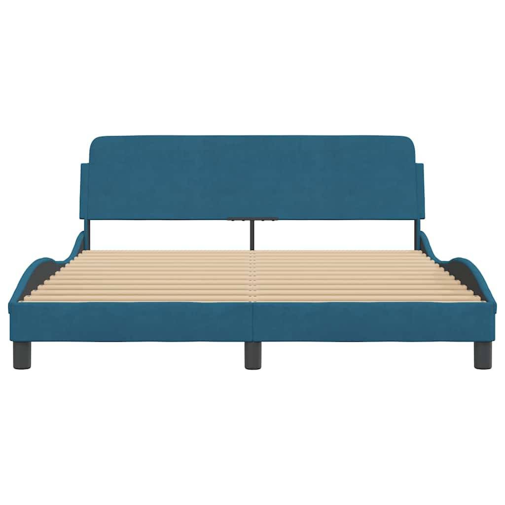 vidaXL Bettgestell mit Kopfteil Blau 160x200 cm Samt