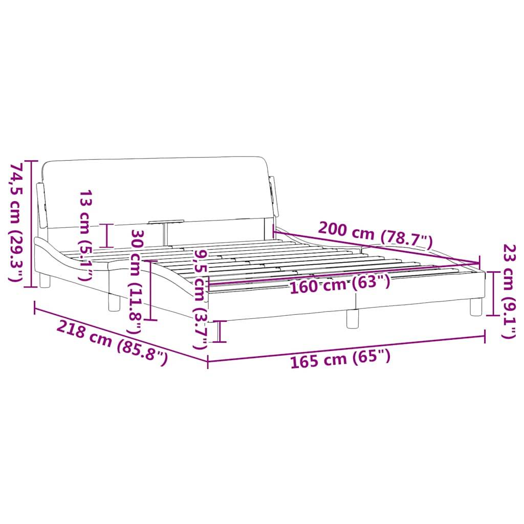 vidaXL Bettgestell mit Kopfteil Blau 160x200 cm Samt