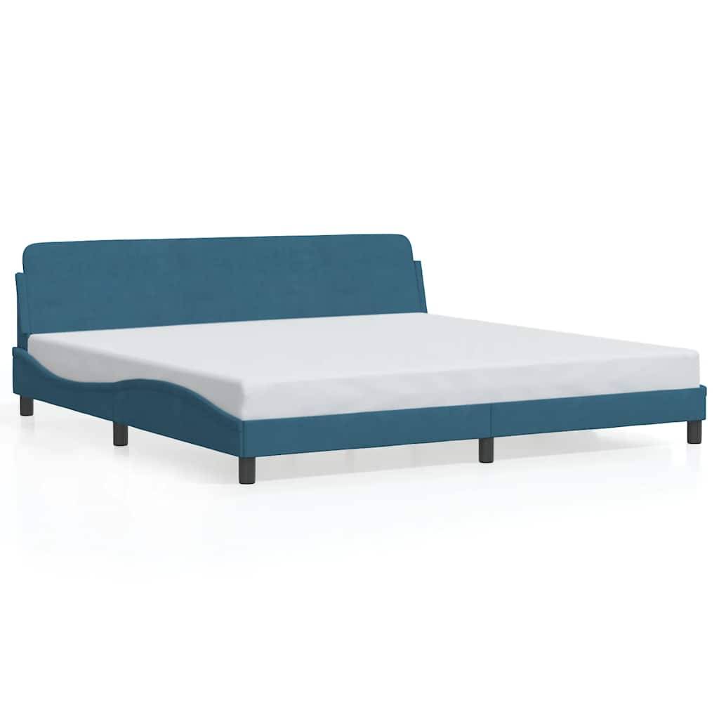 vidaXL Bettgestell mit Kopfteil Blau 200x200 cm Samt