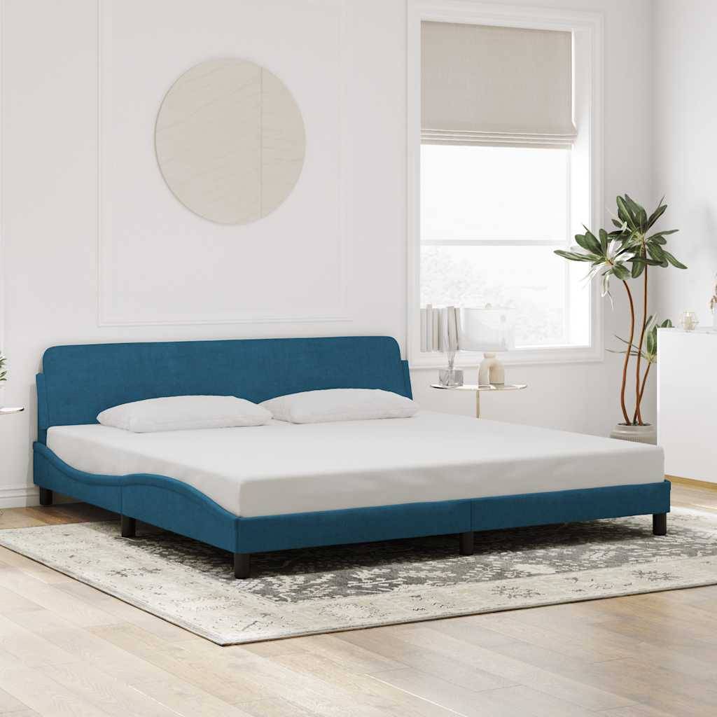 vidaXL Bettgestell mit Kopfteil Blau 200x200 cm Samt