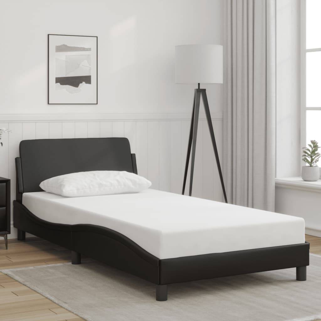vidaXL Bettgestell mit Kopfteil Schwarz 100x200 cm Kunstleder