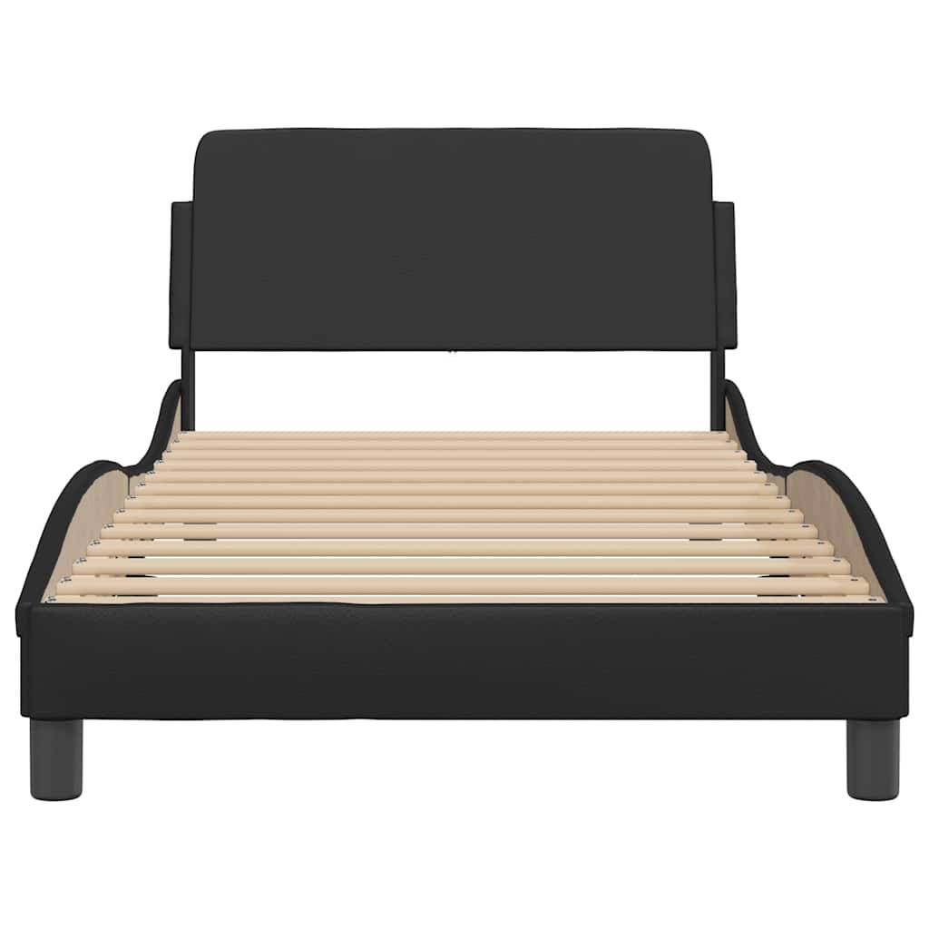 vidaXL Bettgestell mit Kopfteil Schwarz 100x200 cm Kunstleder
