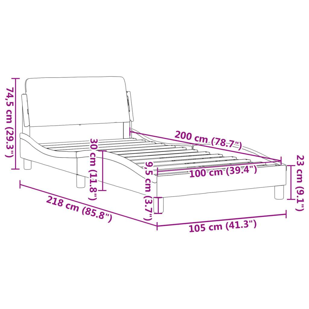 vidaXL Bettgestell mit Kopfteil Schwarz 100x200 cm Kunstleder