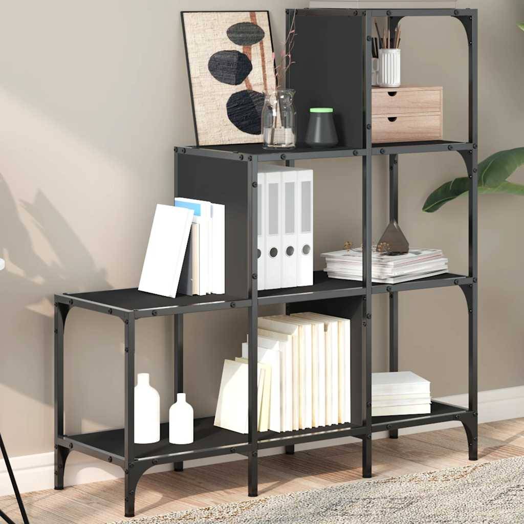 vidaXL Bücherregal Schwarz 92x30x102 cm Holzwerkstoff und Metall
