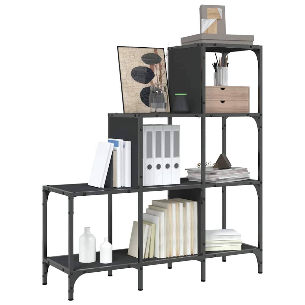 vidaXL Bücherregal Schwarz 92x30x102 cm Holzwerkstoff und Metall