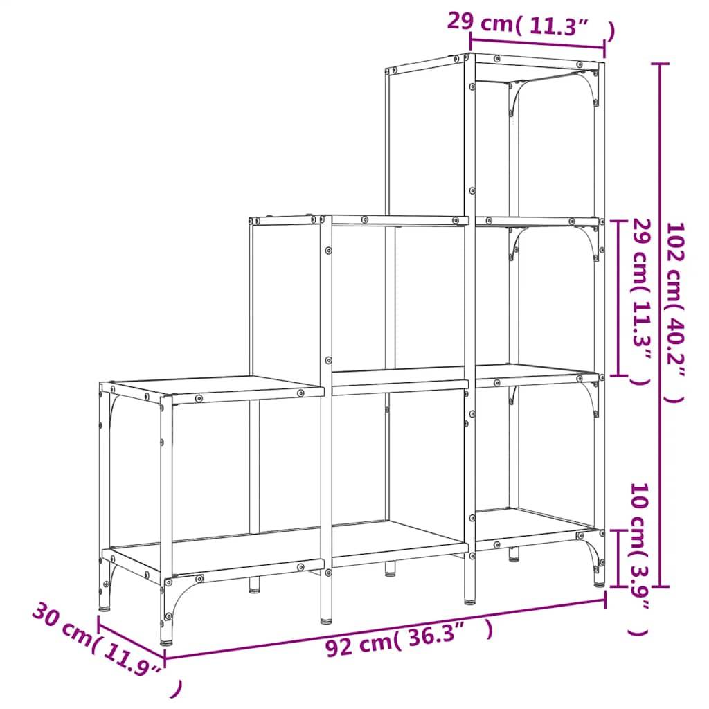 vidaXL Bücherregal Schwarz 92x30x102 cm Holzwerkstoff und Metall