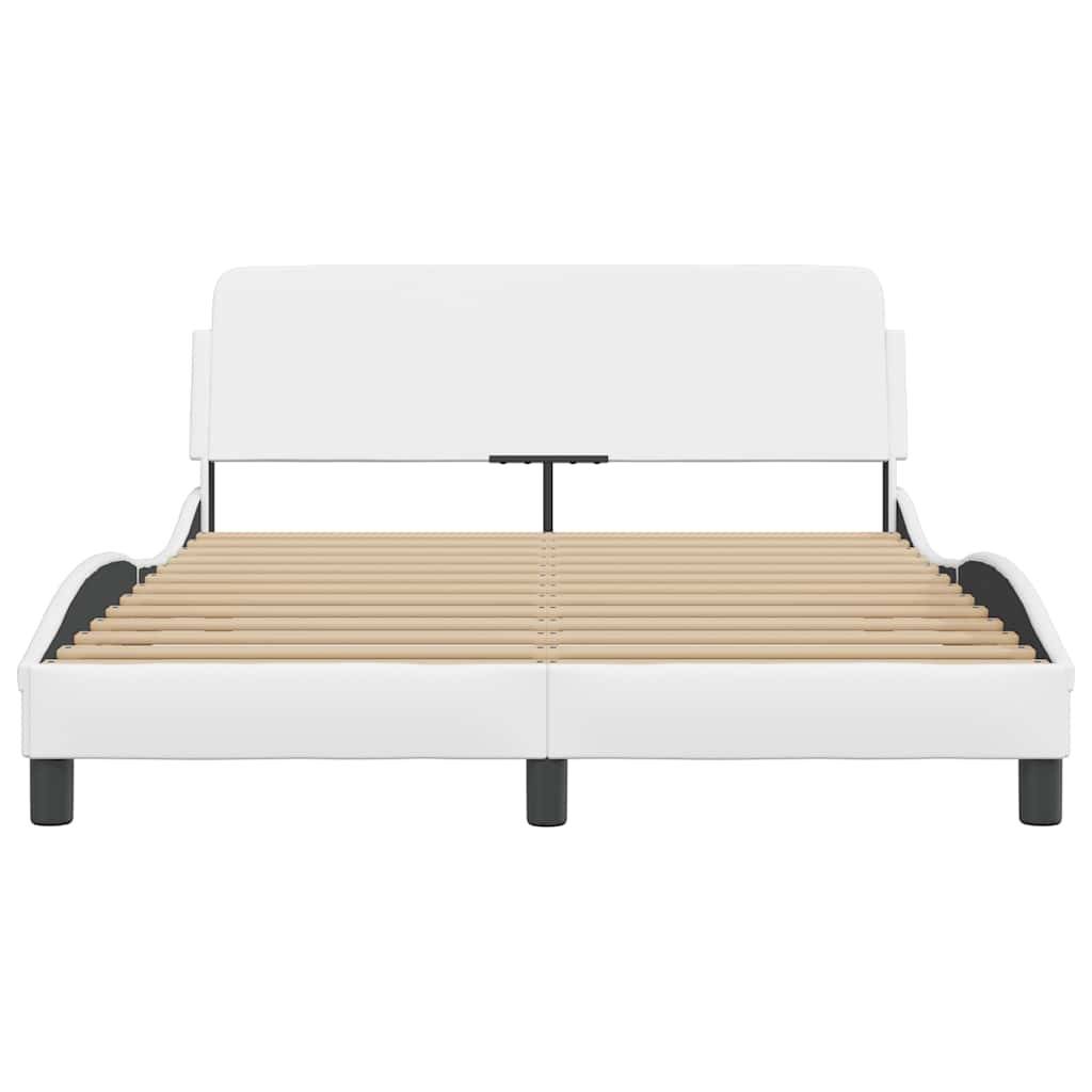vidaXL Bettgestell mit Kopfteil Weiß 140x190 cm Kunstleder