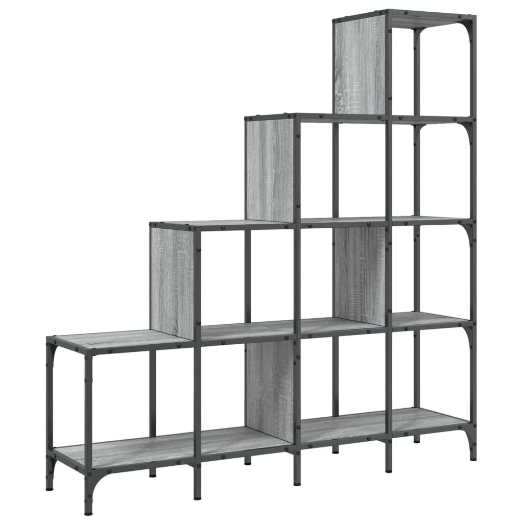 vidaXL Bücherregal Grau Sonoma 122x30x132 cm Holzwerkstoff und Metall