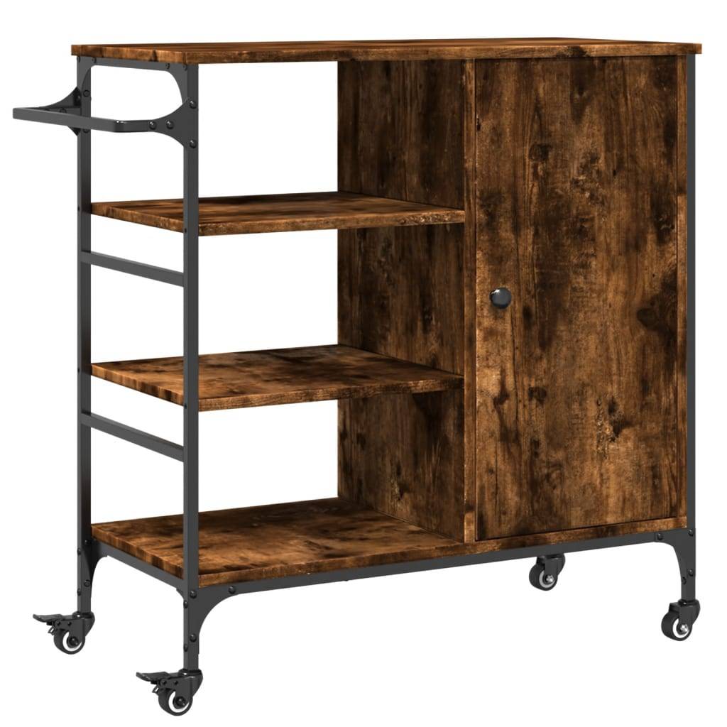 vidaXL Küchenwagen Räuchereiche 87,5x38,5x84,5 cm Holzwerkstoff