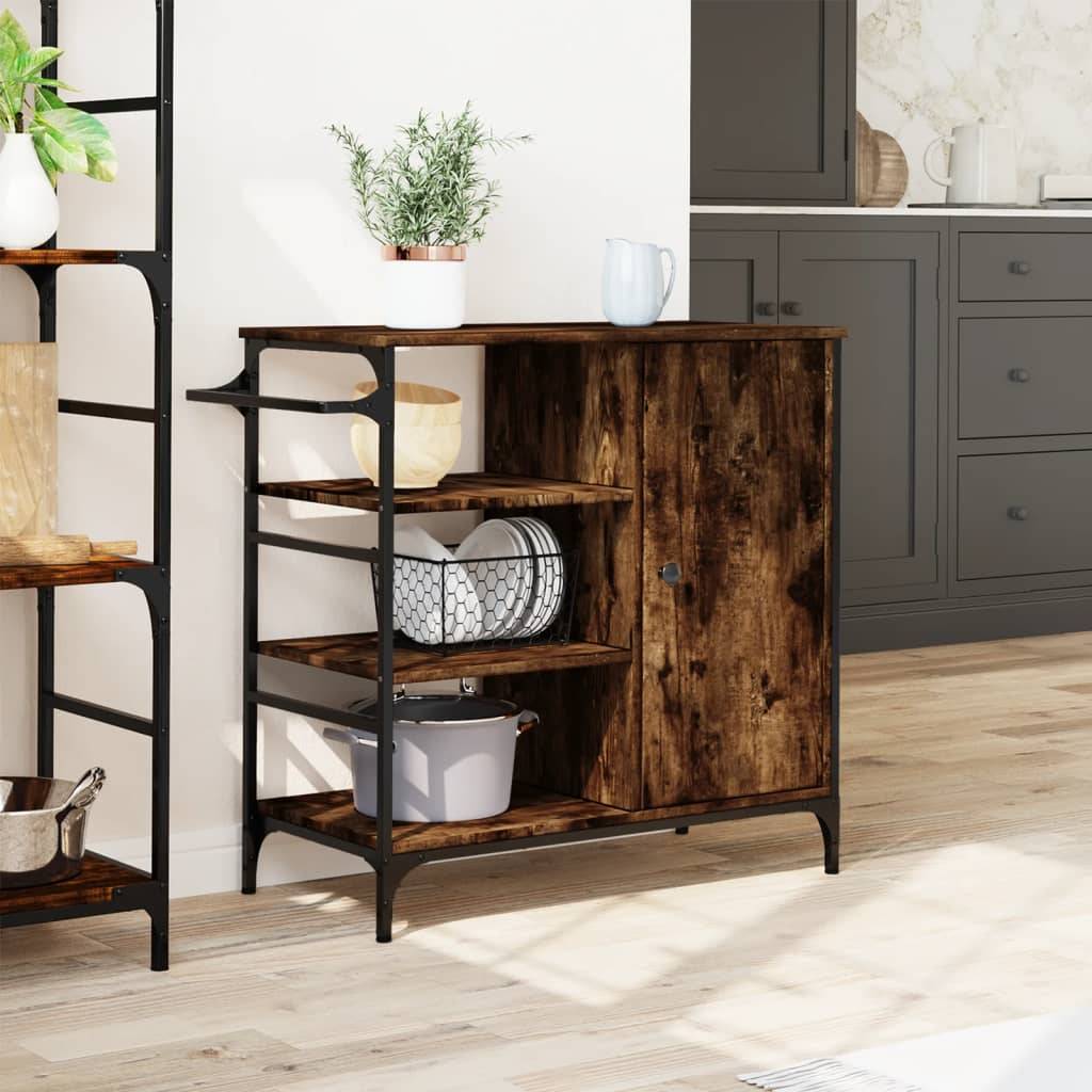 vidaXL Küchenwagen Räuchereiche 87,5x38,5x84,5 cm Holzwerkstoff